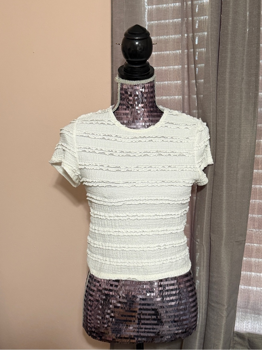 ALTAR’D STATE White Ruffle Top - Size Medium